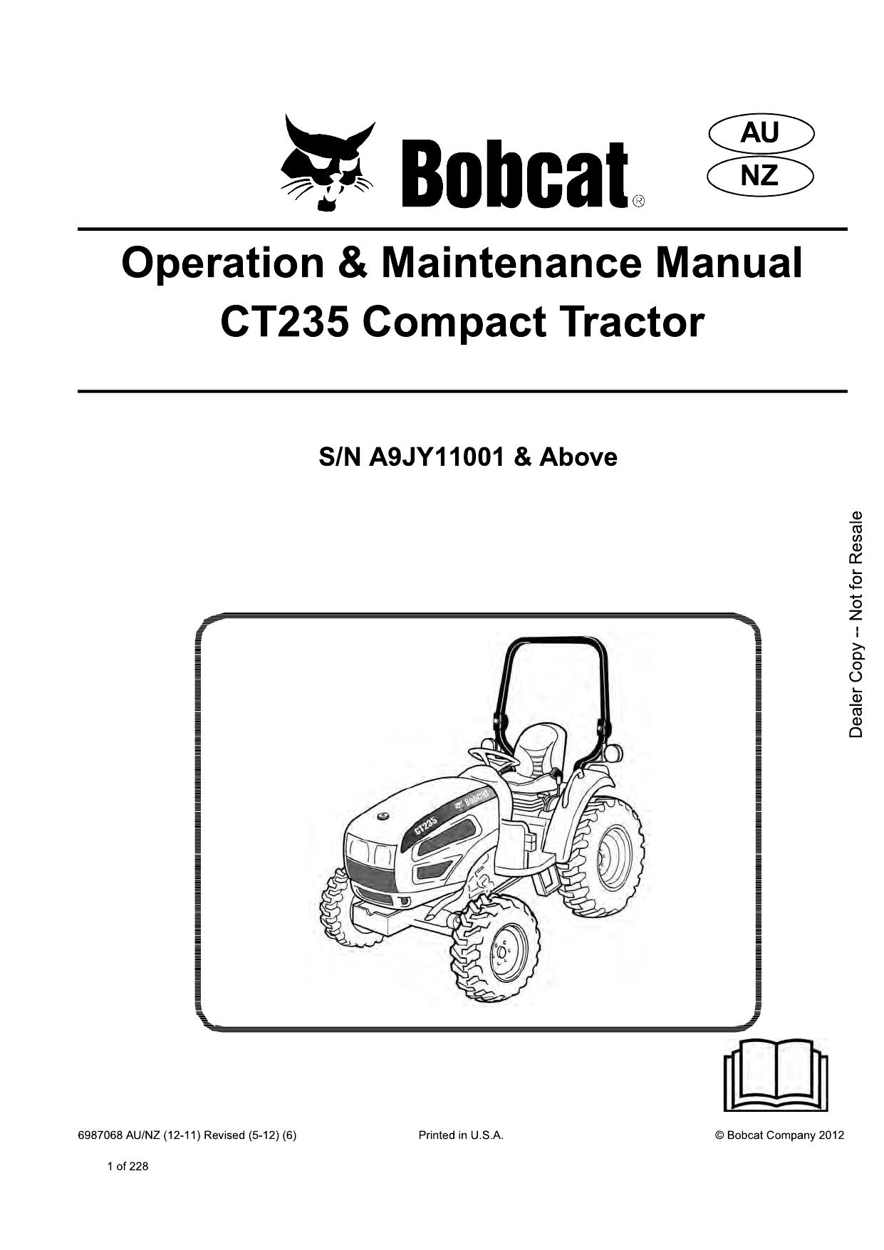 CT235 Compact Tractor Operation & Maintenance Manual Bobcat